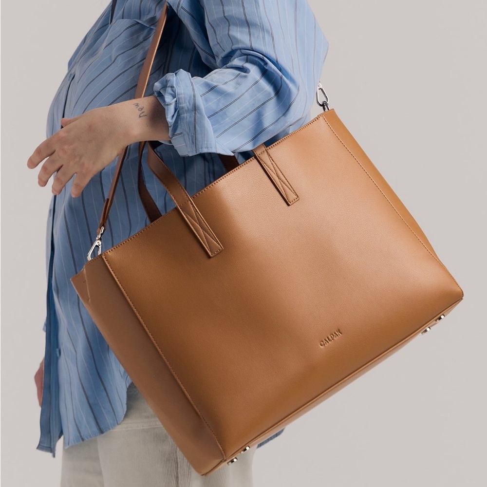 CALPAK Haven 16” Laptop Tote Bag in Toffee